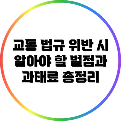 교통 법규 위반 시 알아야 할 벌점과 과태료 총정리