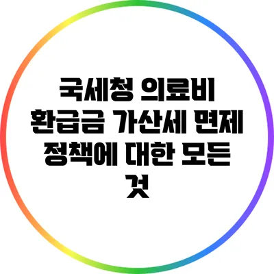 국세청 의료비 환급금 가산세 면제 정책에 대한 모든 것
