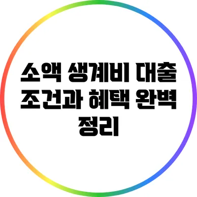 소액 생계비 대출: 조건과 혜택 완벽 정리