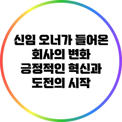 신임 오너가 들어온 회사의 변화: 긍정적인 혁신과 도전의 시작