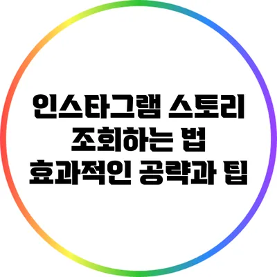 인스타그램 스토리 조회하는 법: 효과적인 공략과 팁