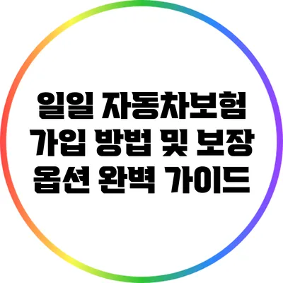 일일 자동차보험 가입 방법 및 보장 옵션 완벽 가이드