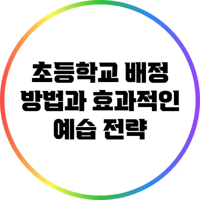 초등학교 배정 방법과 효과적인 예습 전략
