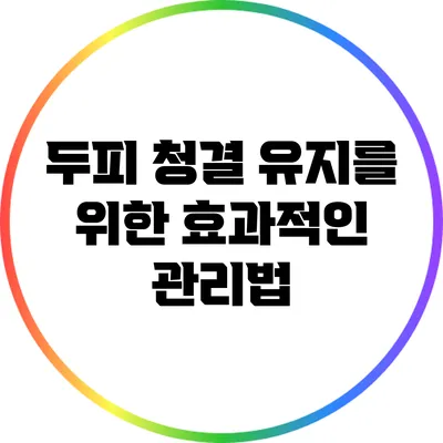 두피 청결 유지를 위한 효과적인 관리법