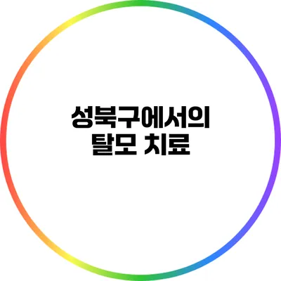 성북구에서의 탈모 치료