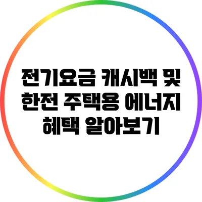 전기요금 캐시백 및 한전 주택용 에너지 혜택 알아보기