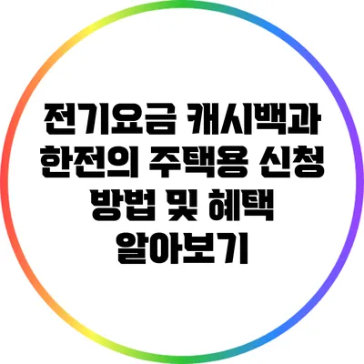 전기요금 캐시백과 한전의 주택용 신청 방법 및 혜택 알아보기