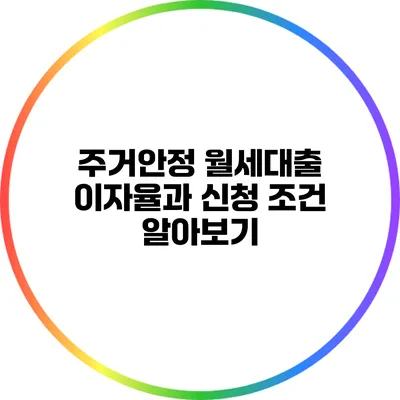 주거안정 월세대출 이자율과 신청 조건 알아보기