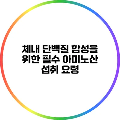 체내 단백질 합성을 위한 필수 아미노산 섭취 요령