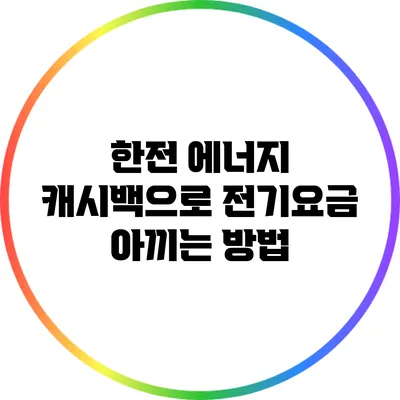 한전 에너지 캐시백으로 전기요금 아끼는 방법