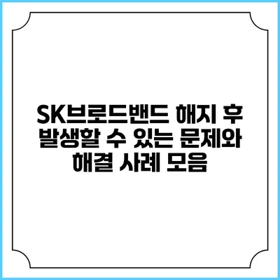 SK브로드밴드 해지 후 발생할 수 있는 문제와 해결 사례 모음
