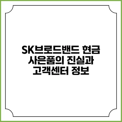 SK브로드밴드 현금 사은품의 진실과 고객센터 정보