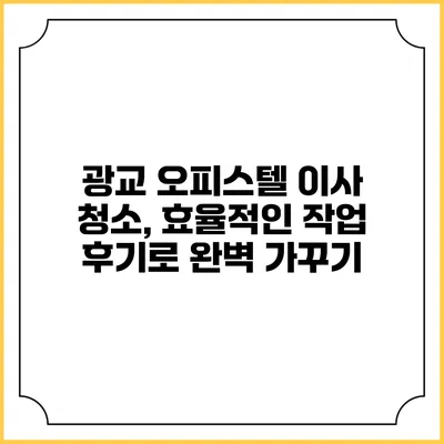 광교 오피스텔 이사 청소, 효율적인 작업 후기로 완벽 가꾸기