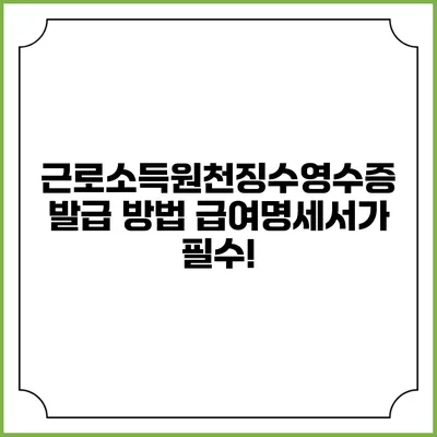 근로소득원천징수영수증 발급 방법: 급여명세서가 필수!