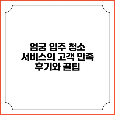엄궁 입주 청소 서비스의 고객 만족 후기와 꿀팁