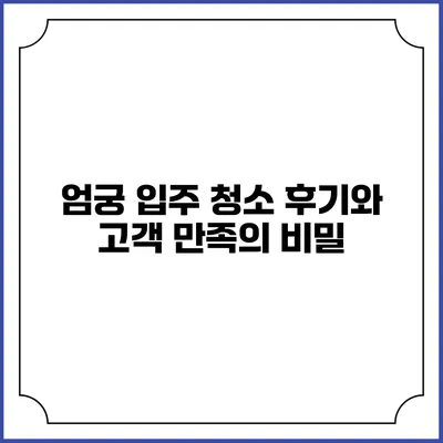 엄궁 입주 청소 후기와 고객 만족의 비밀