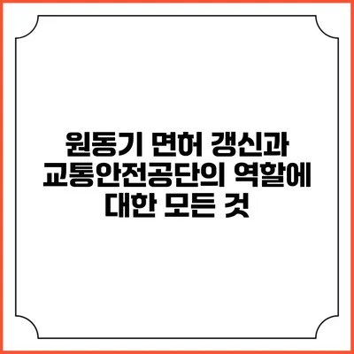원동기 면허 갱신과 교통안전공단의 역할에 대한 모든 것