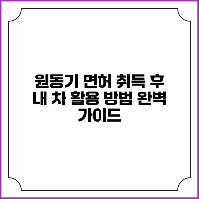원동기 면허 취득 후 내 차 활용 방법 완벽 가이드