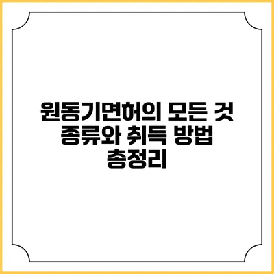 원동기면허의 모든 것: 종류와 취득 방법 총정리