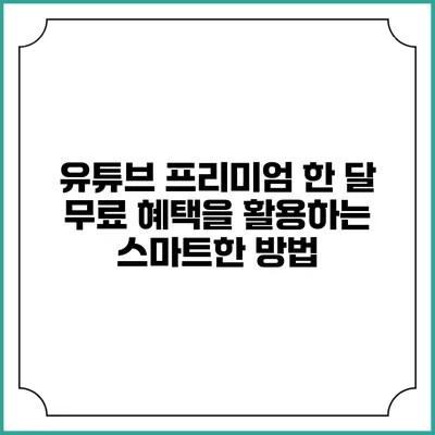 유튜브 프리미엄 한 달 무료 혜택을 활용하는 스마트한 방법