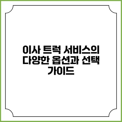 이사 트럭 서비스의 다양한 옵션과 선택 가이드