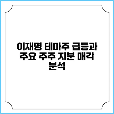 이재명 테마주 급등과 주요 주주 지분 매각 분석