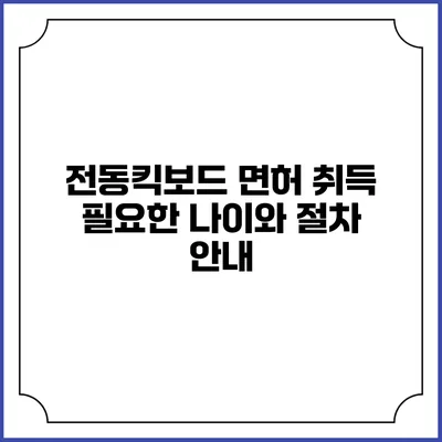 전동킥보드 면허 취득: 필요한 나이와 절차 안내
