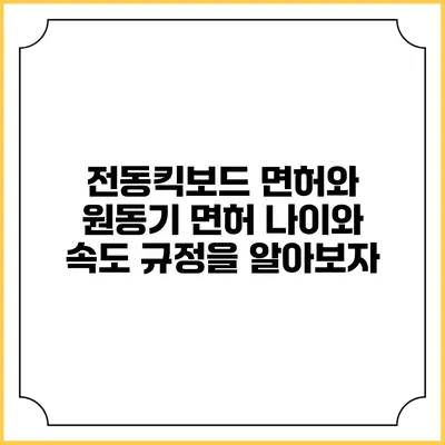 전동킥보드 면허와 원동기 면허: 나이와 속도 규정을 알아보자