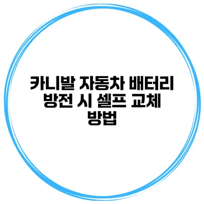 카니발 자동차 배터리 방전 시 셀프 교체 방법