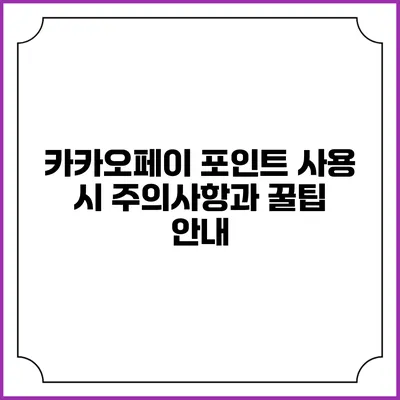 카카오페이 포인트 사용 시 주의사항과 꿀팁 안내