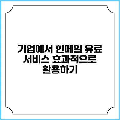 기업에서 한메일 유료 서비스 효과적으로 활용하기