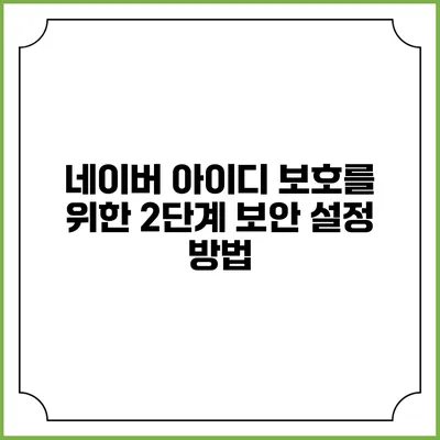 네이버 아이디 보호를 위한 2단계 보안 설정 방법