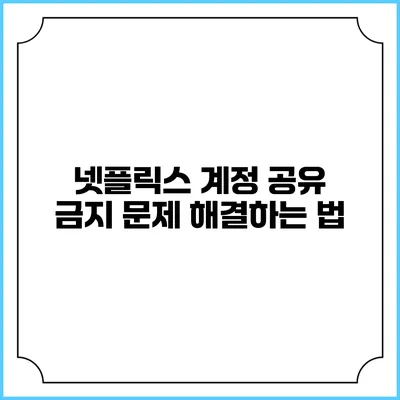 넷플릭스 계정 공유 금지 문제 해결하는 법
