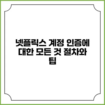 넷플릭스 계정 인증에 대한 모든 것: 절차와 팁