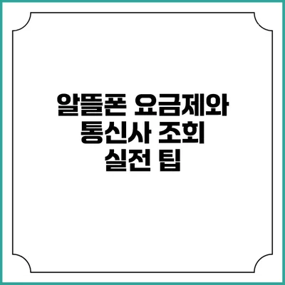 알뜰폰 요금제와 통신사 조회 실전 팁