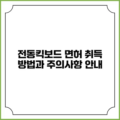 전동킥보드 면허 취득 방법과 주의사항 안내