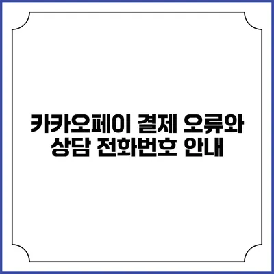 카카오페이 결제 오류와 상담 전화번호 안내