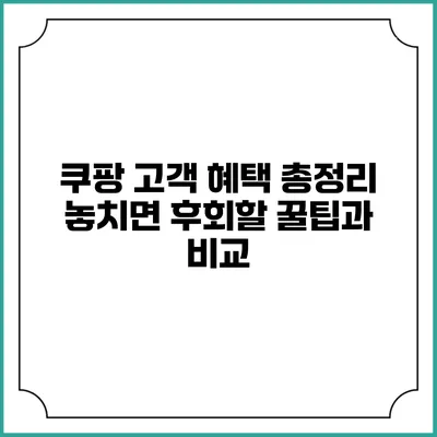 쿠팡 고객 혜택 총정리: 놓치면 후회할 꿀팁과 비교