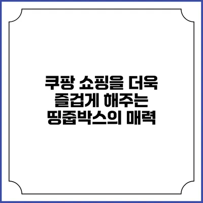 쿠팡 쇼핑을 더욱 즐겁게 해주는 띵줍박스의 매력