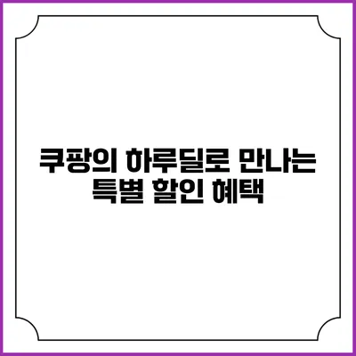쿠팡의 하루딜로 만나는 특별 할인 혜택
