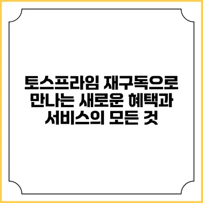 토스프라임 재구독으로 만나는 새로운 혜택과 서비스의 모든 것